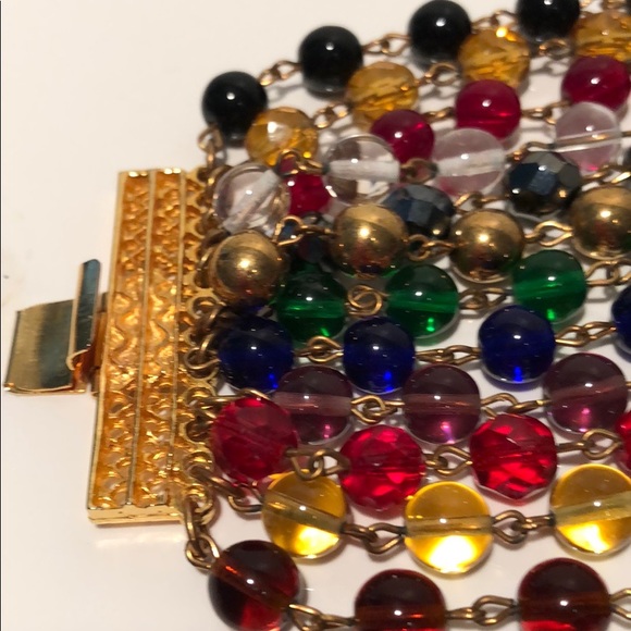 VINTAGE JEWEL BEADED DANGLING EARRINGS - Picture 2 of 8